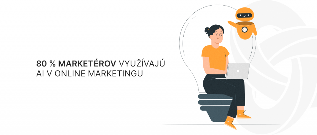 Vizuál grafika s textom: 80 % marketérov využívajú AI v online marketingu