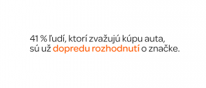 41 % ľudí, ktorí zvažujú kúpu auta, sú už dopredu rozhodnutí o značke.