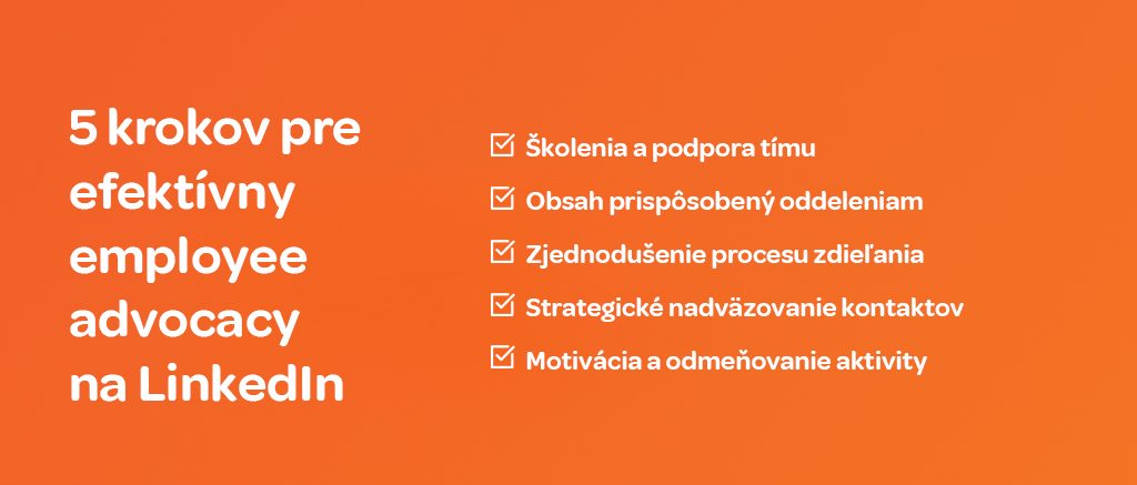 5 krokov, ako na LinkedIn stránku Správne vyplnený profil Predpripravené témy obsahu Vhodne zvolené formáty Prirodzený, autentický tone-of-voice Definované hodnoty